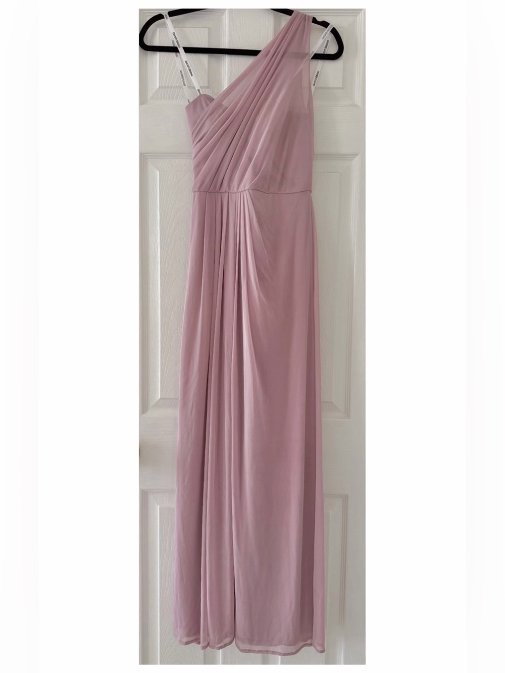 David’s bridal long mesh one shoulder dress